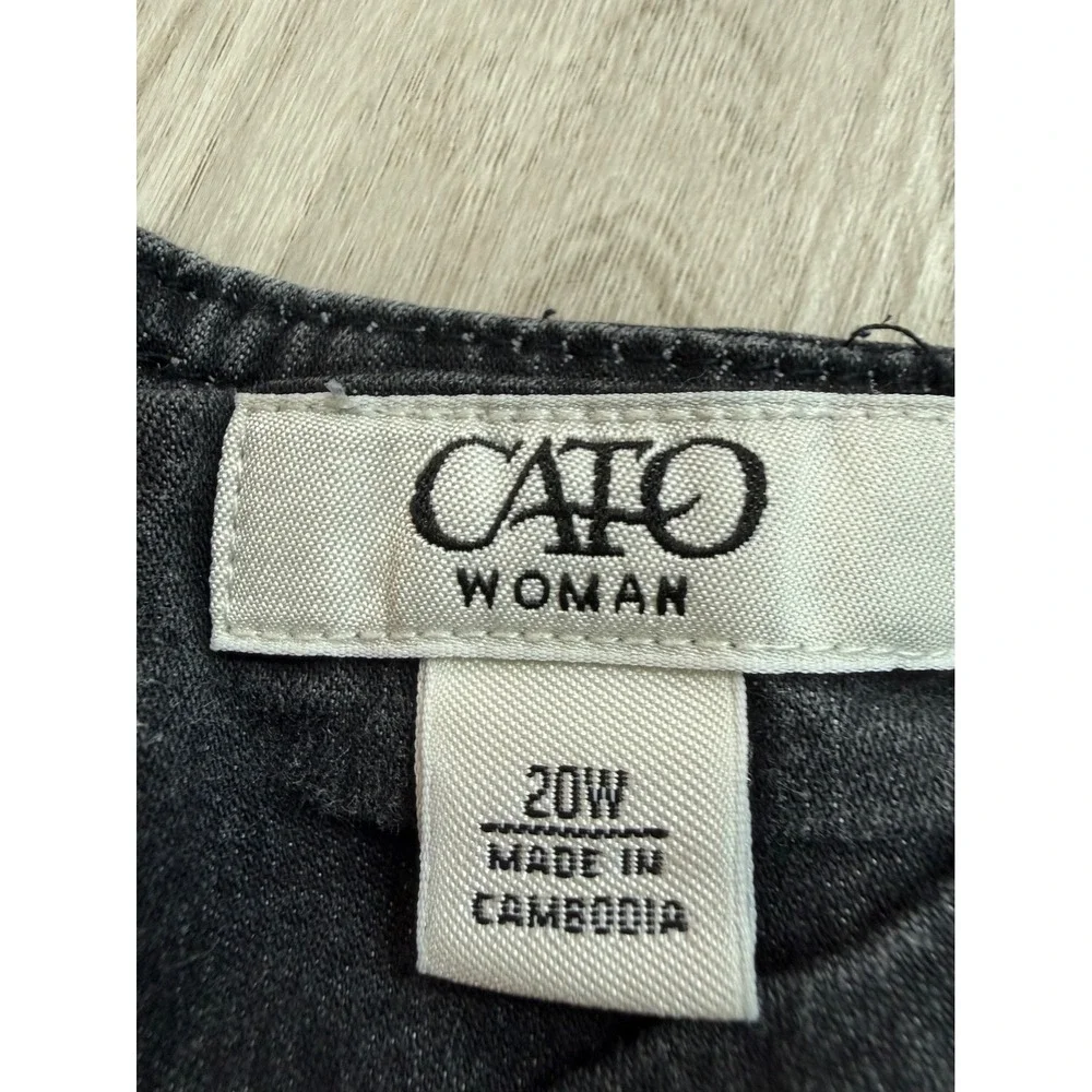 Cato Woman Gray Denim Midi Skirt Plus Size 20W Paneled A-Line Contrast Stitch